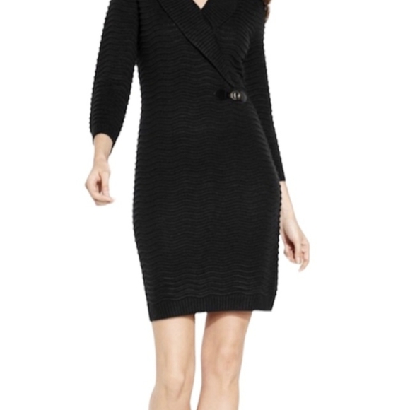 Calvin Klein Black Ribbed Knit Sweater Dress - Picture 1 of 5